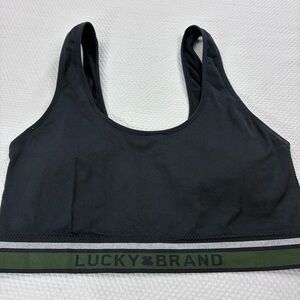 Lucky Brand Black Sports Bra with Olive and Gray Branded Band 3X